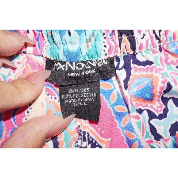 Manoukian New York Colorful Boho Patchwork Skirt – Size L – Elastic Waist – Vint - Picture 4 of 6